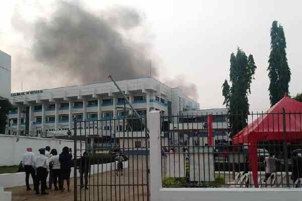 JUST IN: Central Bank of Nigeria Office on fire[Photo]