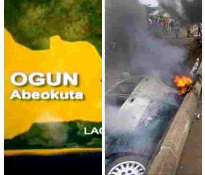 Commercial Bus Flips Over ,Catches Fire, Burns Four To Death In Ogun