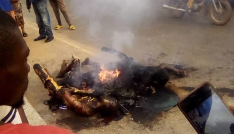 Two Alleged Bike Snatchers Burnt To Death In Ibadan[Watch Video]