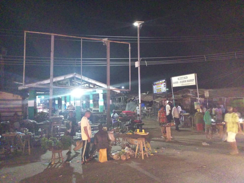 PHOTOS:Ibadan North Chair, Agba Egbe Lights Up, Council Secretariat, Sango Market After Years Of Darkness