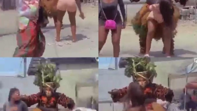 VIDEO: Reaction As Masquerade Gets Carried Away After Two Ladies Give The Deity Lap Dance|Eagle’s Aight News