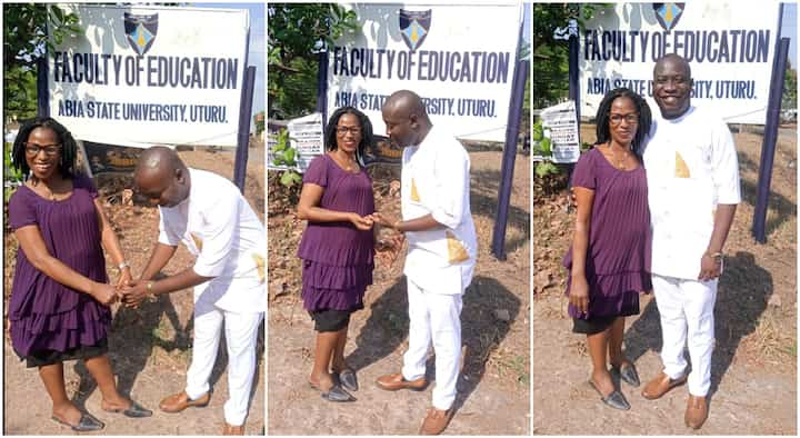 Small World: Lovely Photos Go Viral As Nigerian Man Becomes His Nursery School Teacher’s Lecturer