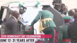 Breaking:Panic at Eagles Square as President Tinubu Falls During Democracy Day Celebration(Video)