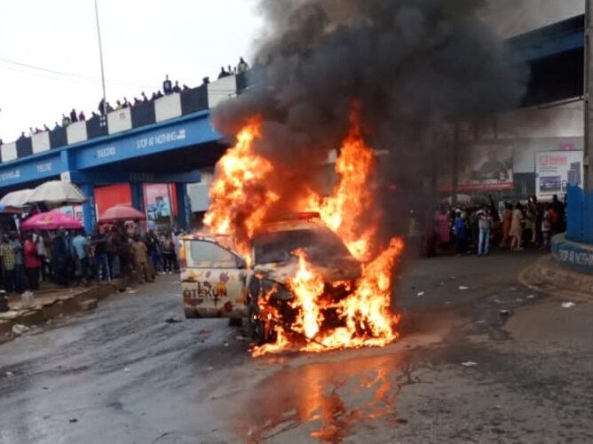 WATCH: Oyo Amotekun Patrol Van Razed by Fire Ibadan(Details Emerge)