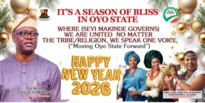 New Year 2026: Oyo Lawmaker, Comforter Extends Greetings to Gov Makinde, Constituents , Oyo Residents 