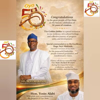 Hon. Tosin Alabi Celebrates Oyo at 50, Praises Makinde’s Impactful Governance