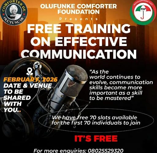 Reminder:Olufunke Comforter Foundation Free Communication Training Holds 11 a.m. Today, Register Now