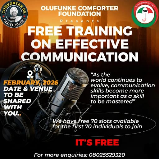 Reminder:Olufunke Comforter Foundation Free Communication Training Holds 11 a.m. Today, Register Now