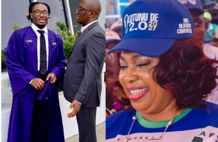 Hon Comforter celebrates Otunba Seye Famojuro’s son’s Louisiana State University graduation achievement