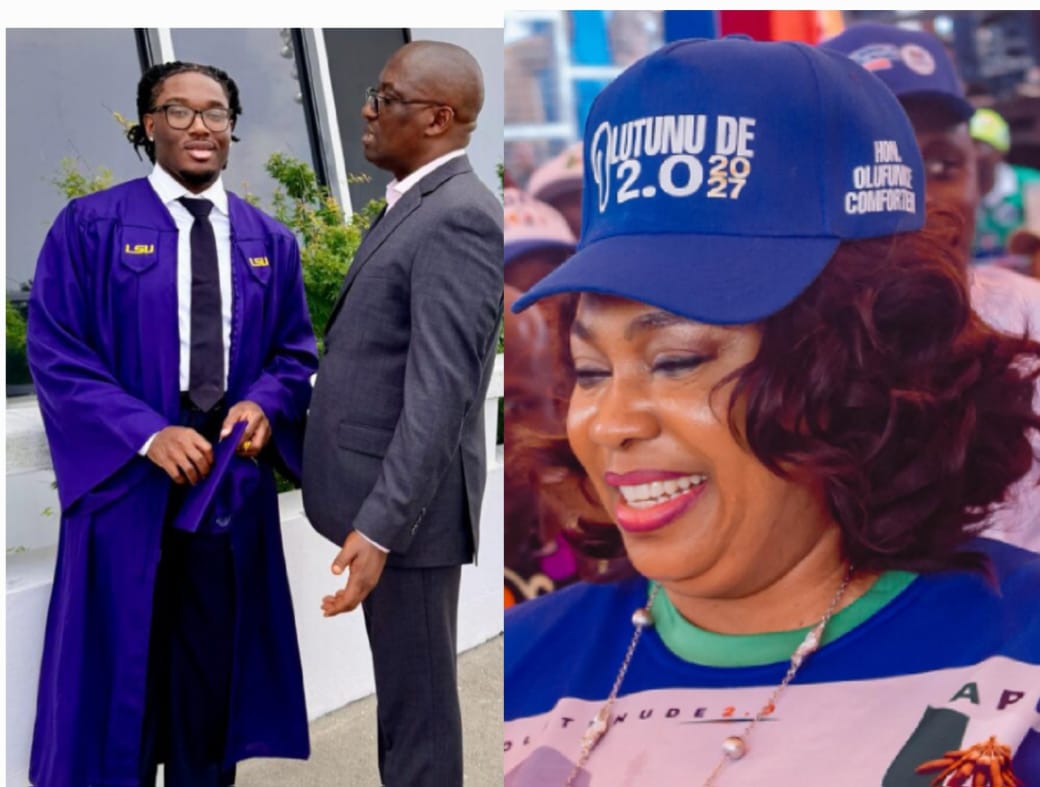 Hon Comforter celebrates Otunba Seye Famojuro’s son’s Louisiana State University graduation achievement