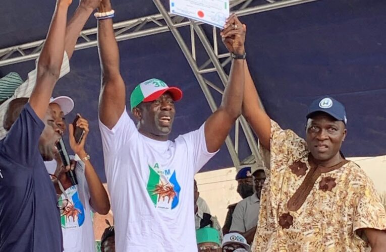 APM Presents Certificate of Return to Consensus Governorship Candidate Bimbo Adekambi