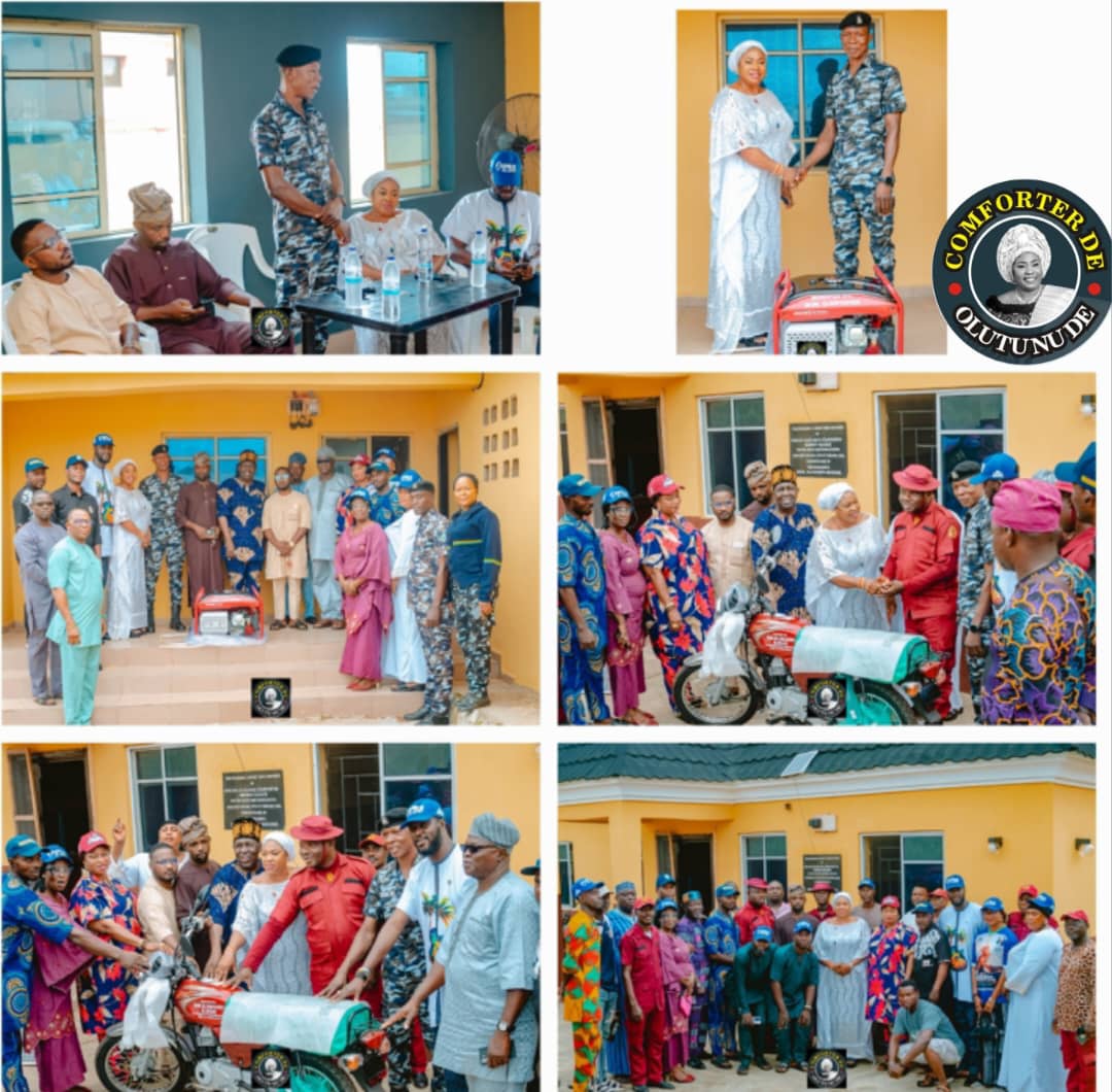 Hon. Comforter Visits Police and Amotekun, Donates Generator