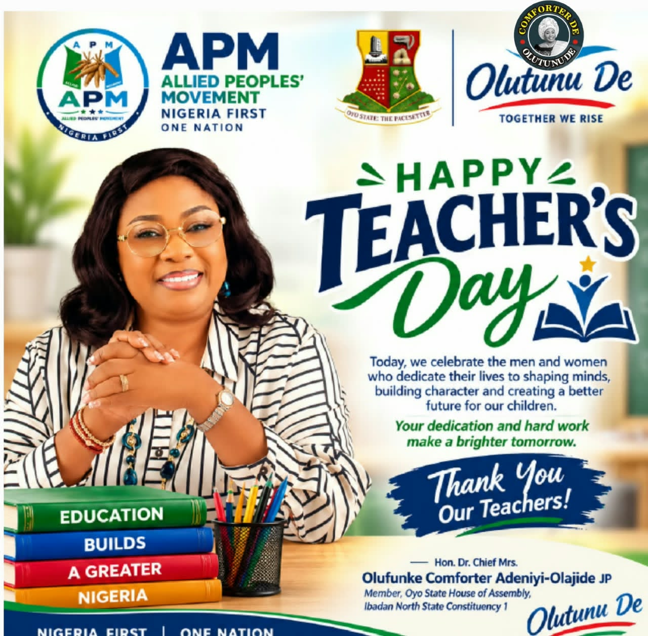World Teachers’ Day: Hon. Comforter Commends  Teachers' for  Shaping  Future Generation 